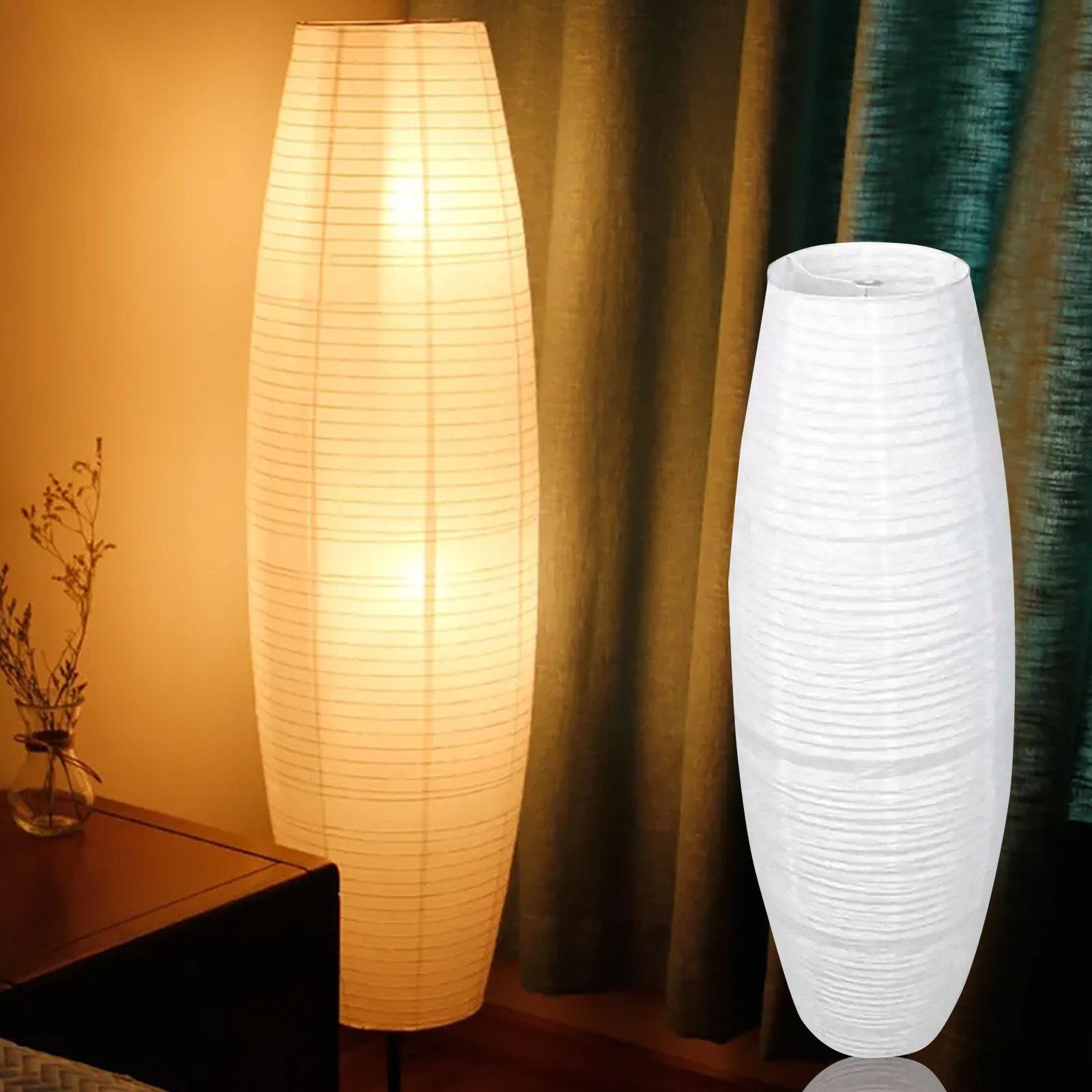 Bemona European Style Vertical Minimalist Lampshade Floor Lamp Living Room Bedroom Creative Cross-border Warm LED Paper Lighting Decoration